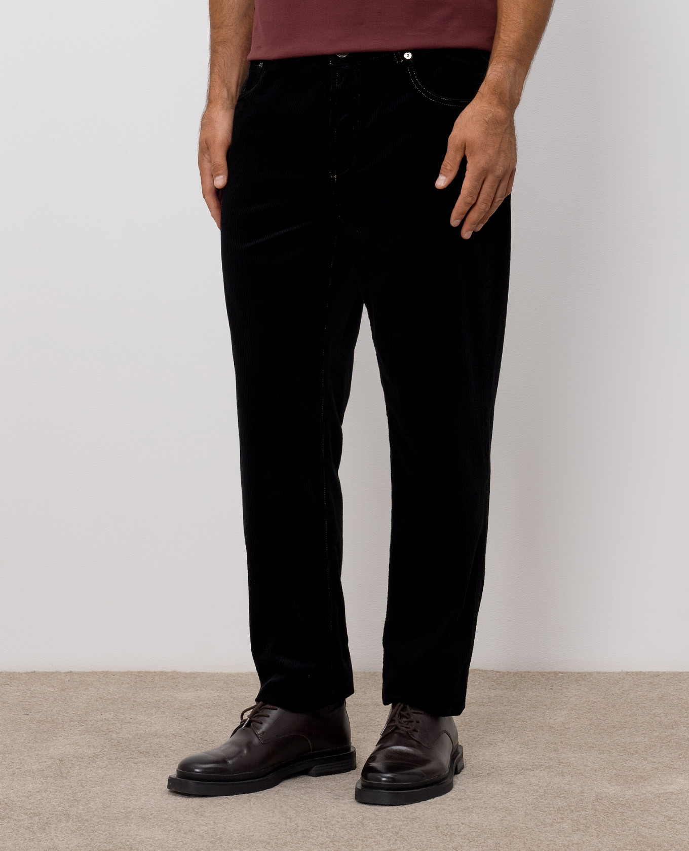 Black corduroy pants with logo patch Brunello Cucinelli 3