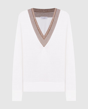 Brunello Cucinelli Ivory cashmere and silk lurex pullover M13836702