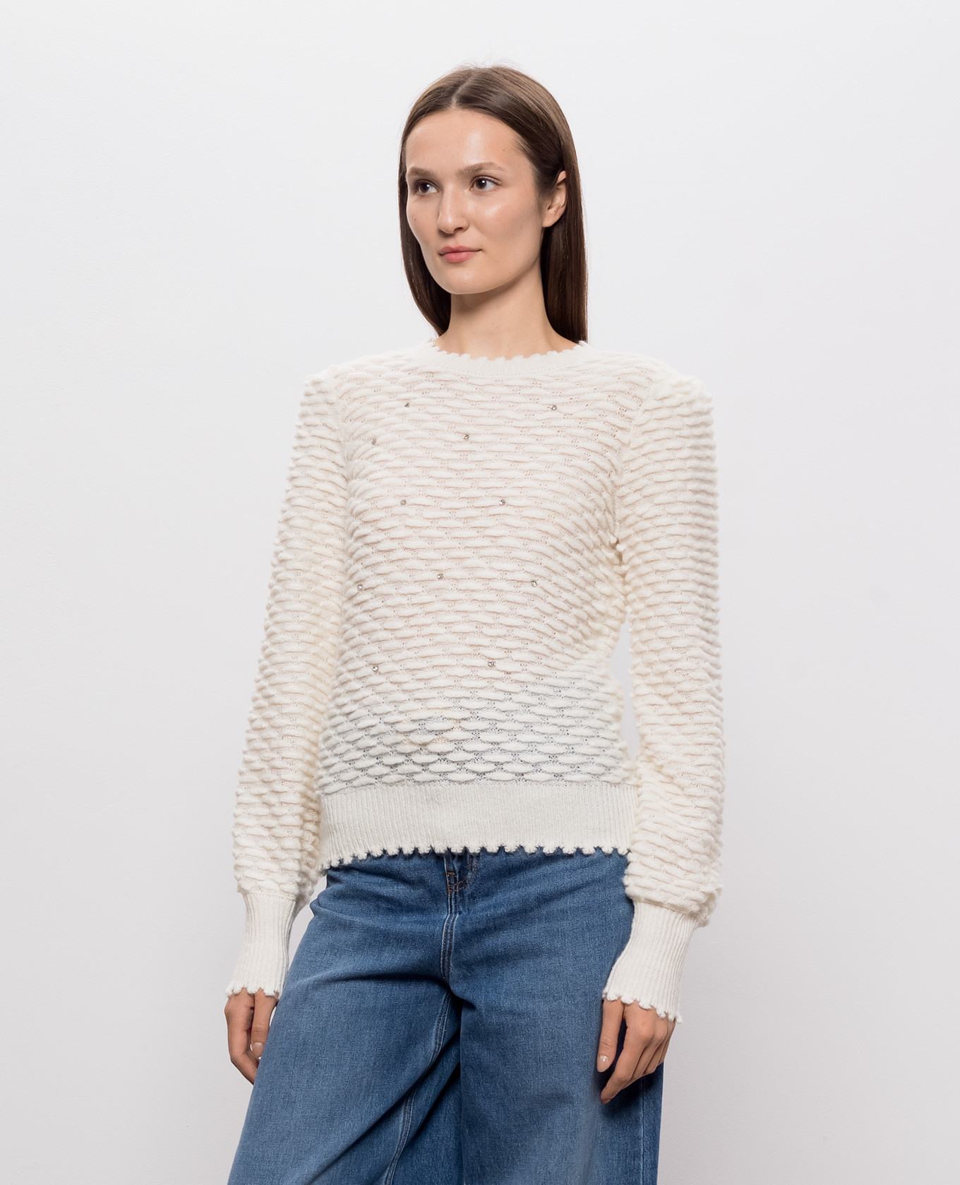 Ivory sweater with textured pattern Twinset 3