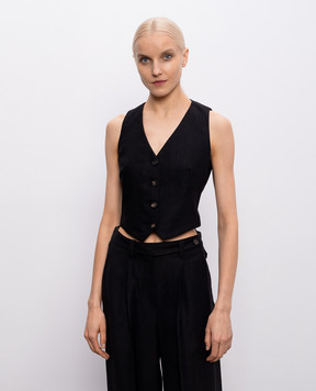 Brunello Cucinelli Black vest with linen MH126HG706