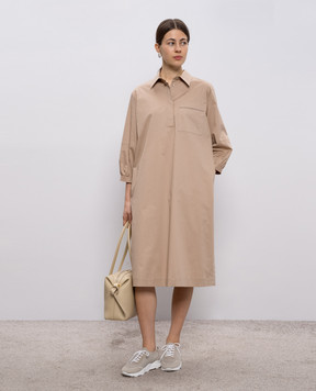 Peserico Beige shirt dress with monil chain A0250201979