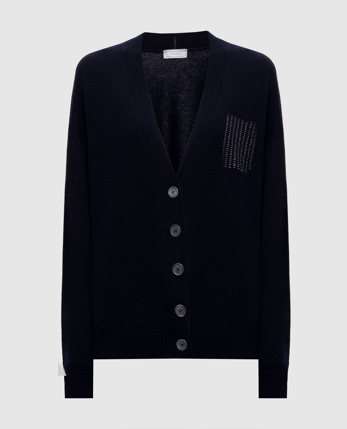 Blue cardigan made of wool, silk and cashmere