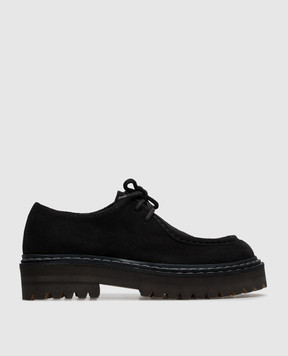 Officine Creative Blossom black suede derby shoes BLOSSOM001NERO