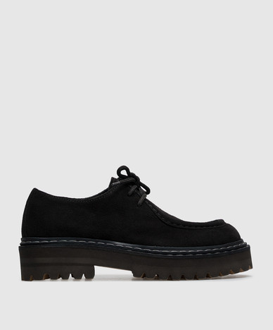Blossom black suede derby shoes