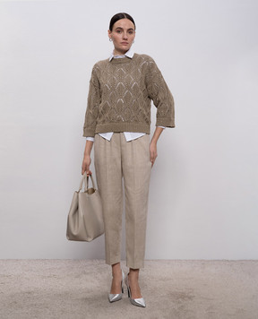Peserico Khaki openwork jumper A99054F0309110