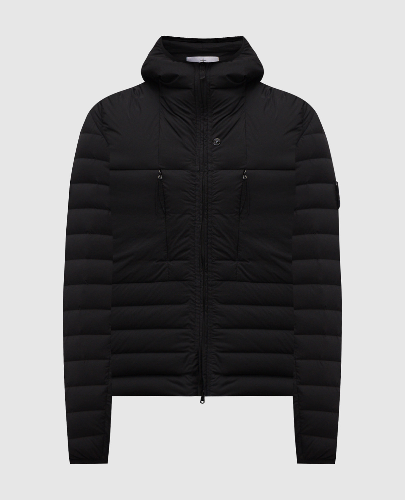 

Black down jacket with logo Stone Island