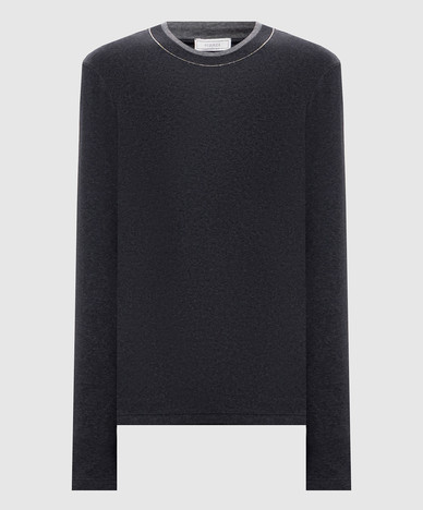 Grey ribbed long-sleeve shirt