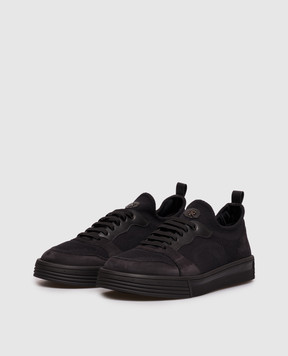 Stefano Ricci Black combination sneakers with textured logo UV23G6704SNWYTS
