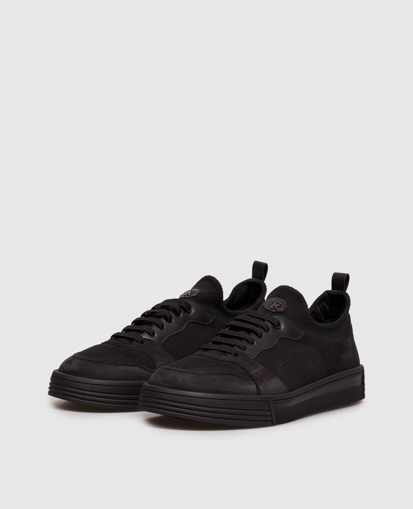 Black combination sneakers with textured logo Stefano Ricci 2