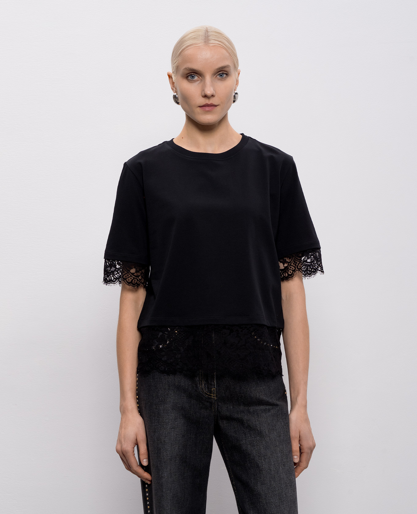 

Black T-shirt with lace Alexander McQueen