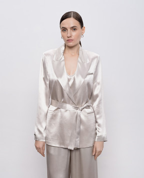 Peserico Beige double-breasted jacket with belt E01220A01514