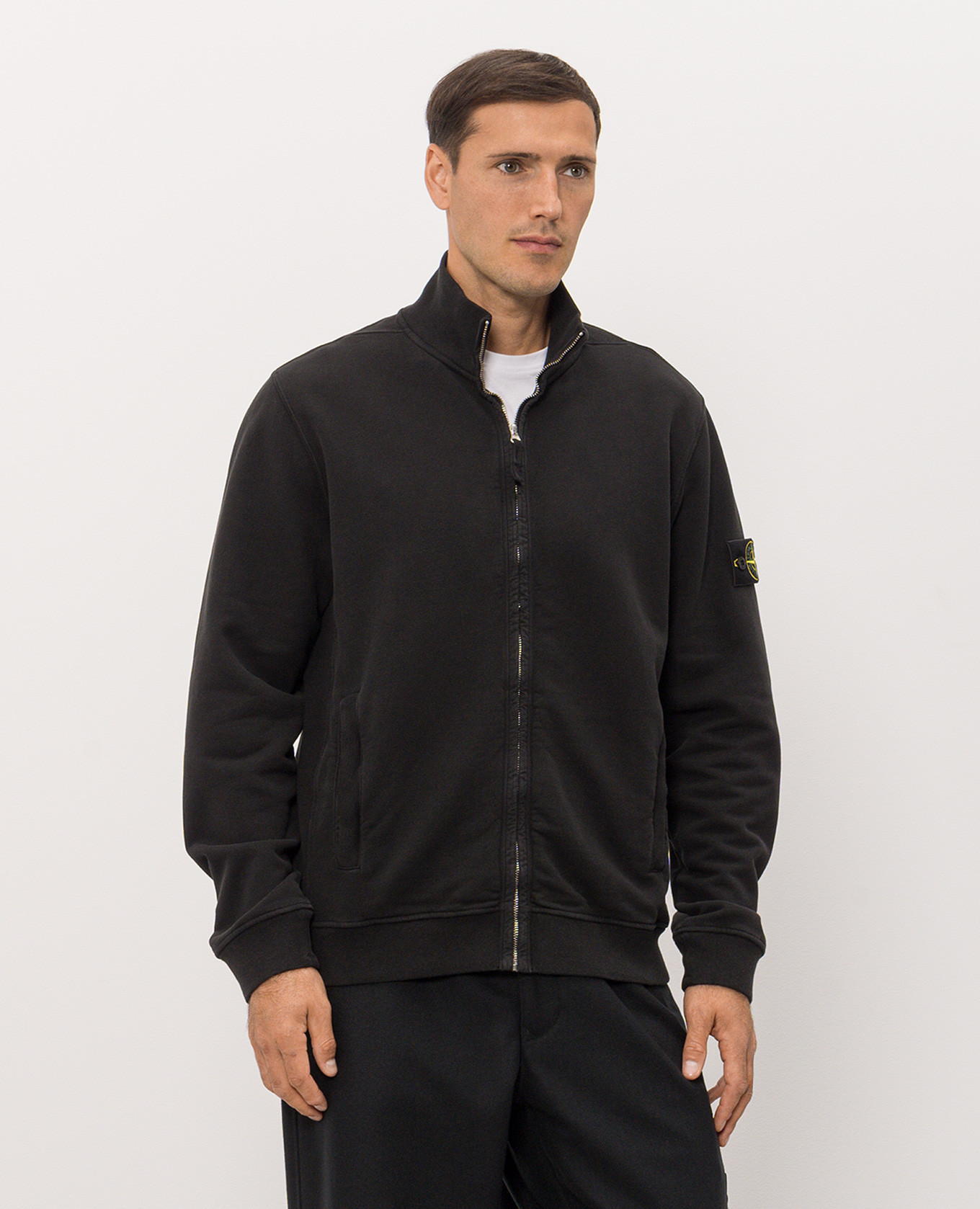 Black cardigan with logo patch Stone Island 3