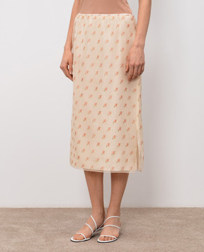 Khaite Sydni beige floral silk skirt 41863436