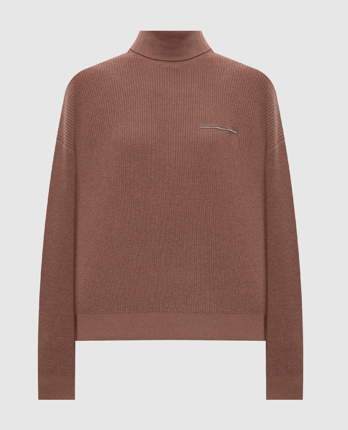 Brown wool, silk and cashmere sweater