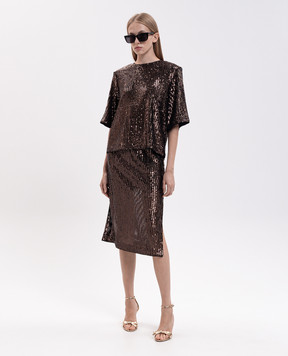 Twinset Brown sequined skirt 262TT2142