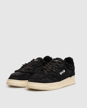 AUTRY Black suede MEDALIST sneakers with fur AULMGX04