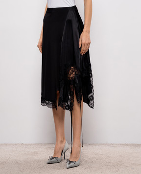 Vetements Black asymmetrical skirt with lace WE76SK575B