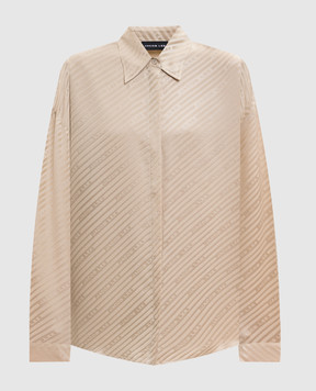 Jacob Lee Beige patterned silk blouse WSS0085SS26SGJNOLG