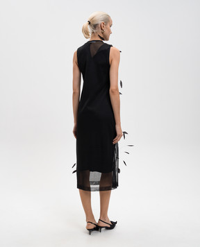 Jil Sander Black silk dress with feathers J03CT0548J16141