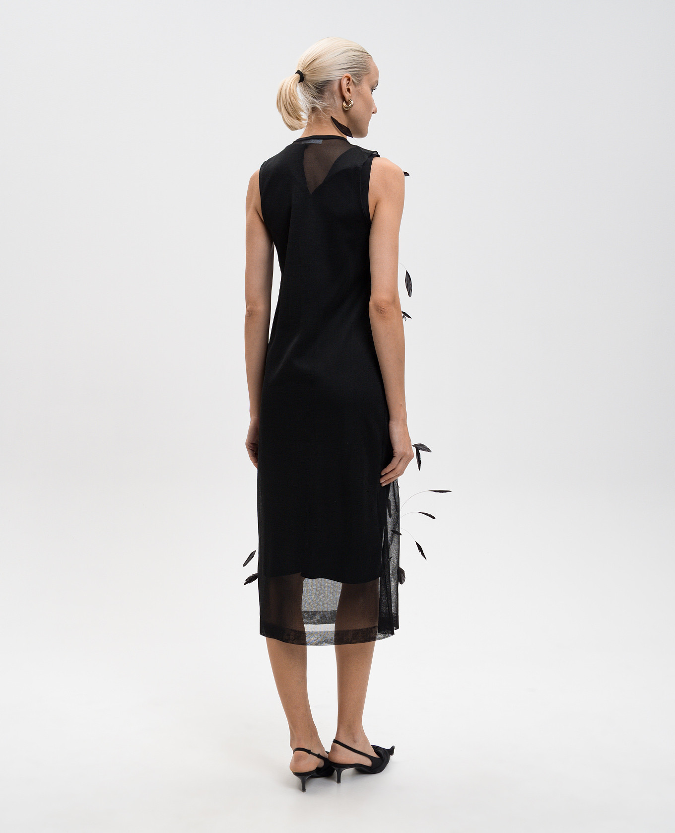 Black silk dress with feathers Jil Sander 3