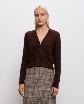 Brunello Cucinelli Brown cardigan with sequins MPG737816