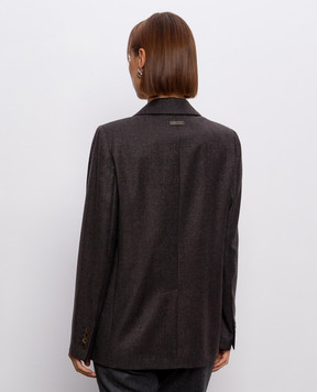 Peserico Dark brown wool jacket with lurex A01137Z03359