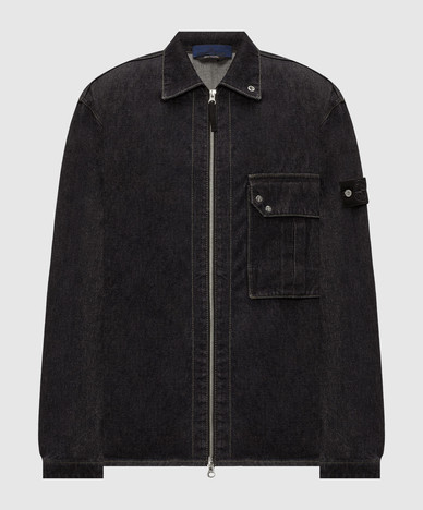Black denim jacket in shirt style