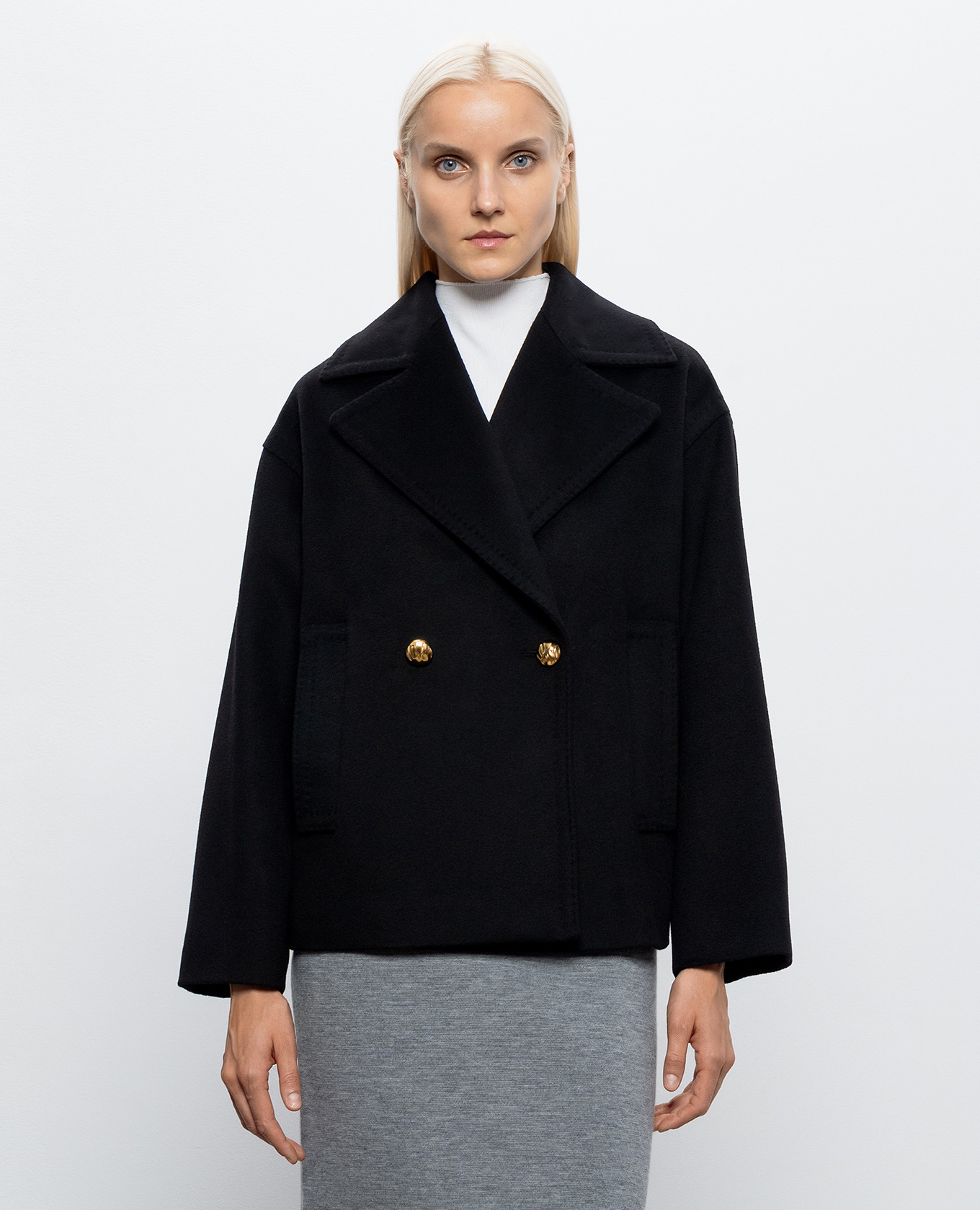 Black double-breasted coat TSNOB made of wool Max Mara 3