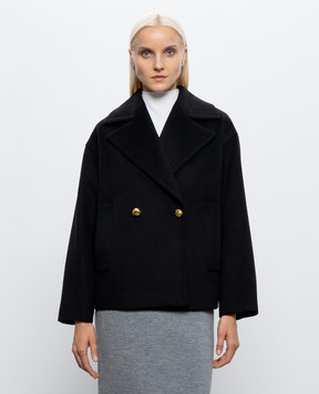 Max Mara Black double-breasted coat TSNOB made of wool MSTSNOB