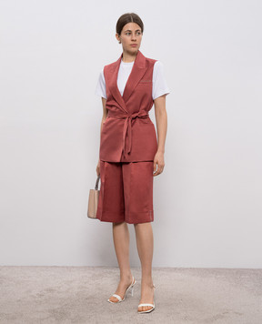 Peserico Red linen Bermuda shorts A0402001926