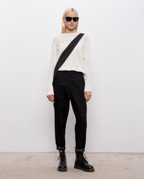 Y`S Yamamoto Black checked linen pants YKP11800