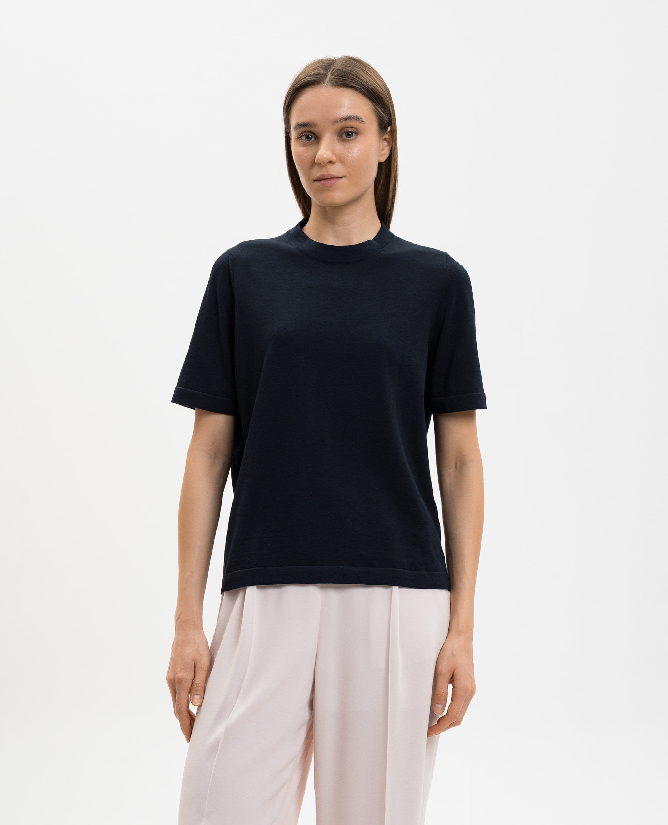

Blue T-shirt with silk Agnona