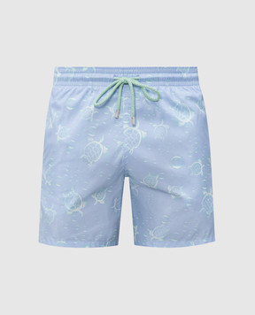 Vilebrequin Bubbles Turtles 3D Blue Swim Shorts MAHEJ711