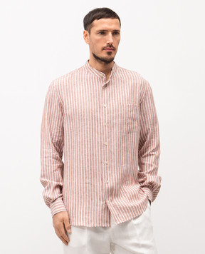 Agnona Brown striped linen shirt TD07U3YR3002