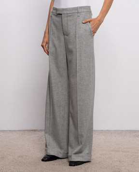 Brunello Cucinelli Gray wool and cashmere pants with monil chain MB162P8492