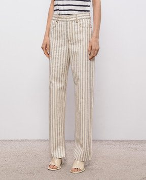 Fendi Beige striped pants FLP882AOHT