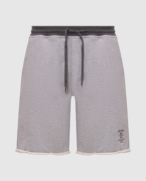 Brunello Cucinelli Grey melange shorts with embroidery MM8263389G