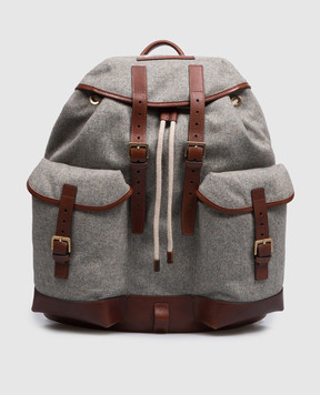 Brunello Cucinelli Gray wool and cashmere backpack MBPABU444