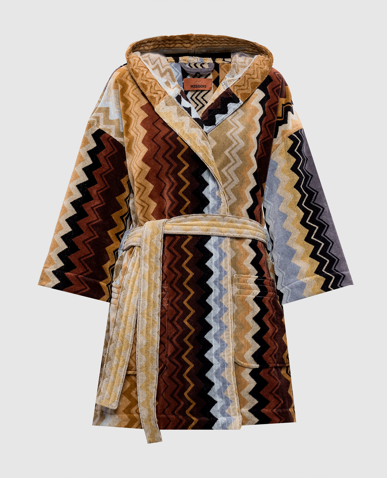 

Brown Giacomo terry bathrobe with pattern Missoni Home