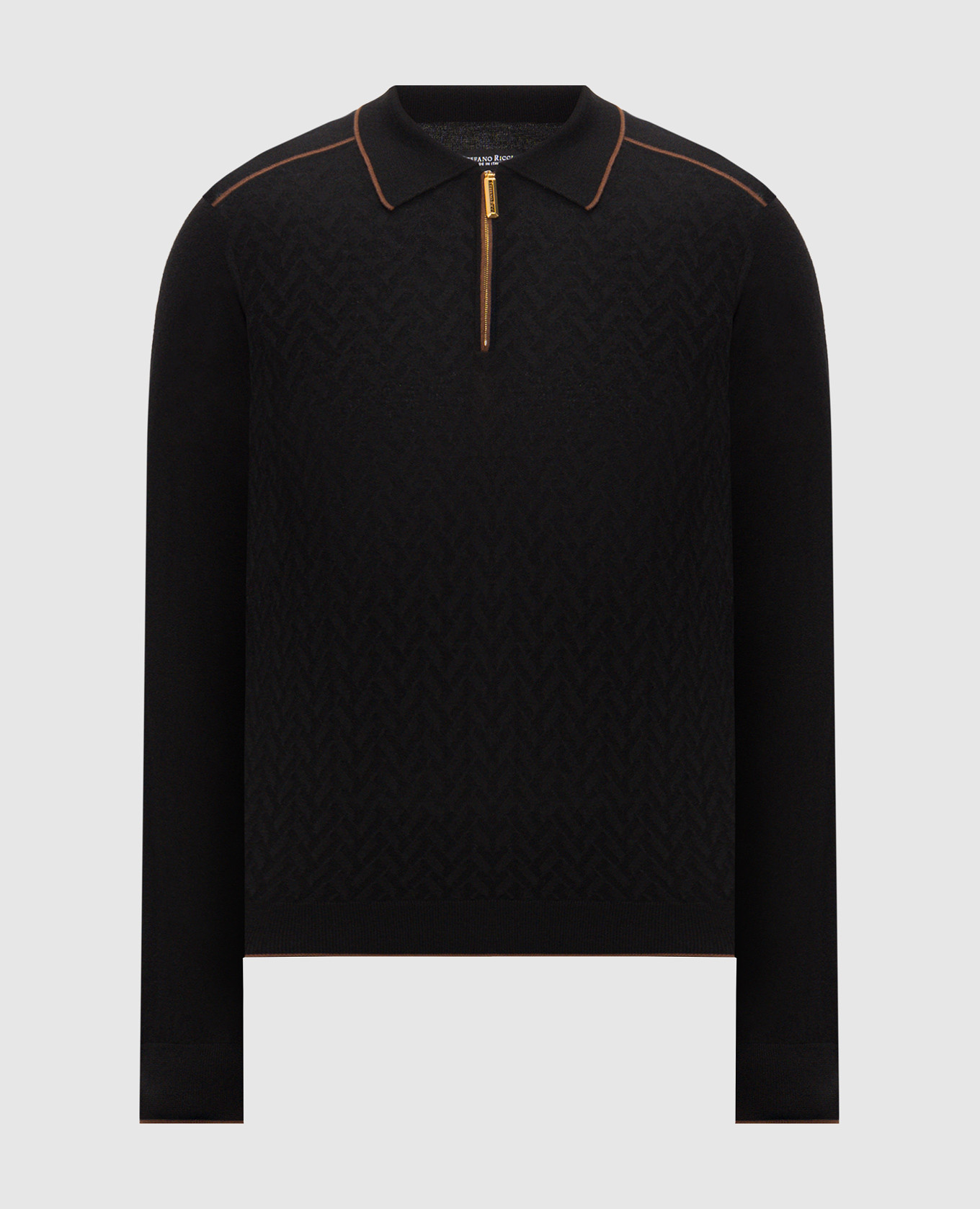 Black cashmere, silk and wool polo shirt