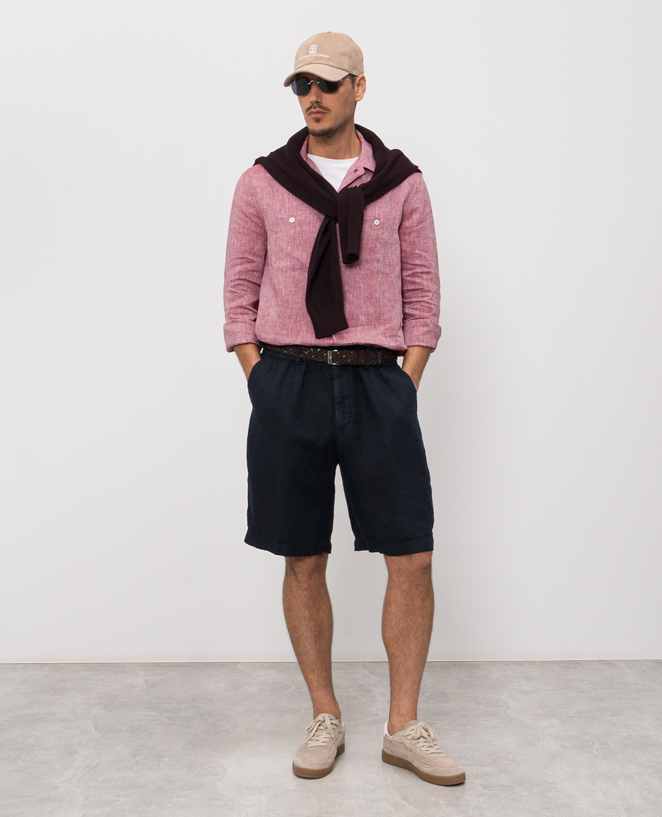 

Navy linen shorts Brunello Cucinelli, Blue