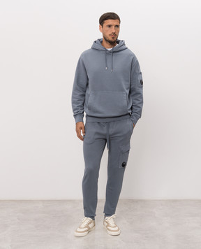 C.P. Company Blue joggers with logo patch MSP720A006372R