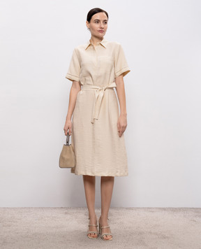Peserico Beige dress with linen A0203905435