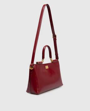 Dolce&Gabbana Vittoria burgundy leather bag with logo BB7896AZ000