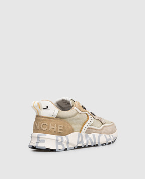 Voile Blanche Beige combination sneakers CLUB01 with vintage effect 0012017465181D52
