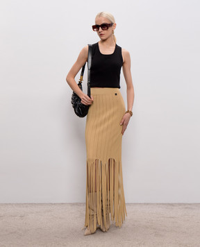 Balmain Beige skirt with fringe GF0LC233KJ63