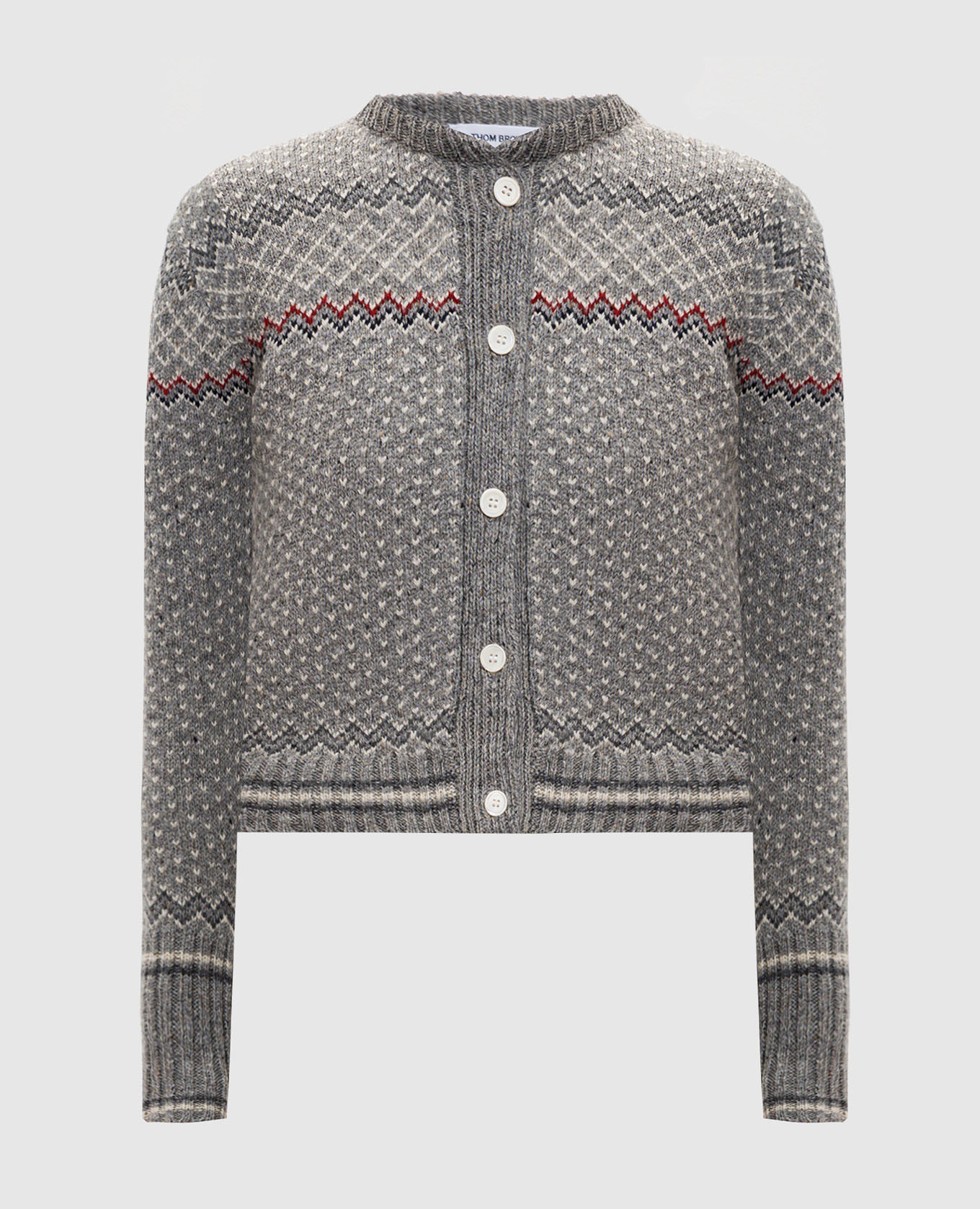 

Grey wool cardigan with jacquard pattern Thom Browne