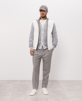 Brunello Cucinelli Grey melange cardigan with logo patch M29203606F