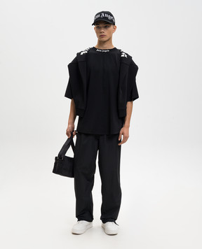 Palm Angels Black T-shirt with contrast logo PMAA10BS26JER001
