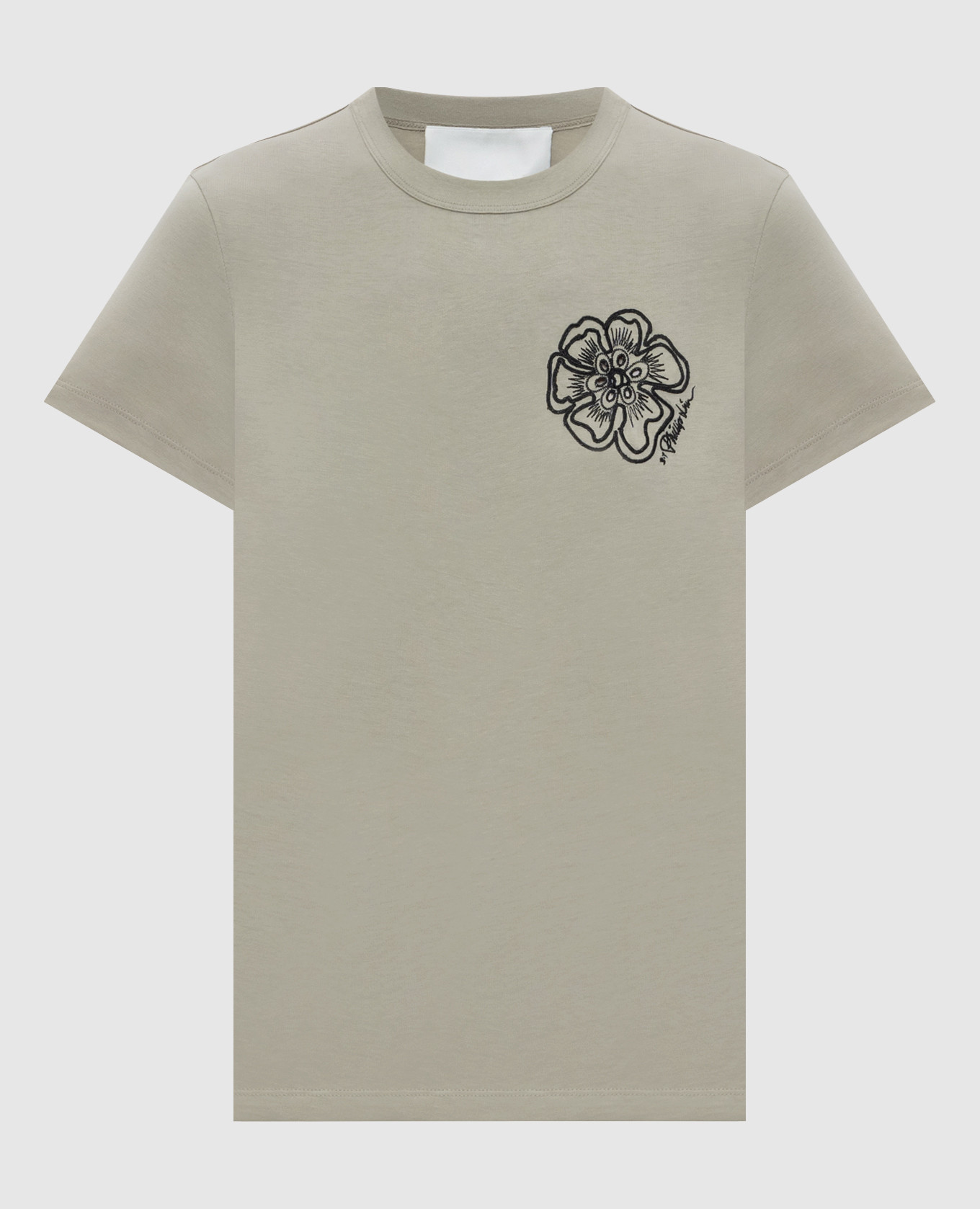 Khaki T-shirt with embroidery